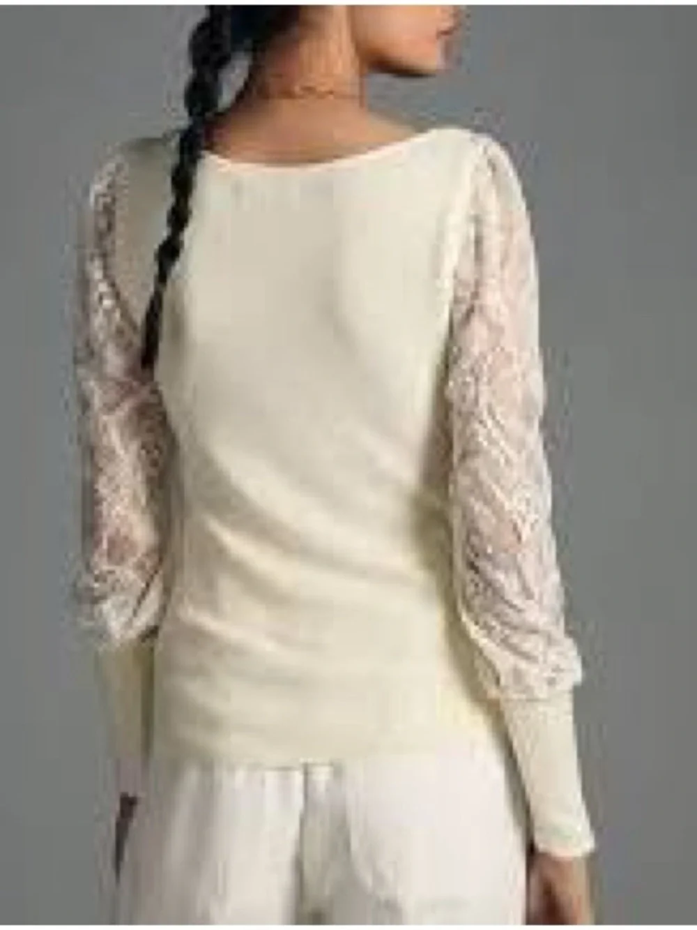 Anthropologie Cream Ribbed Knit Top